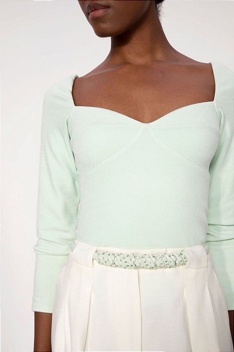 Blusa Cris Barros Modelo Aiyra Alvorada Verde Claro