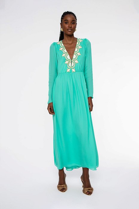 Vestido Midi Cris Barros Modelo Lourdes Hermitage