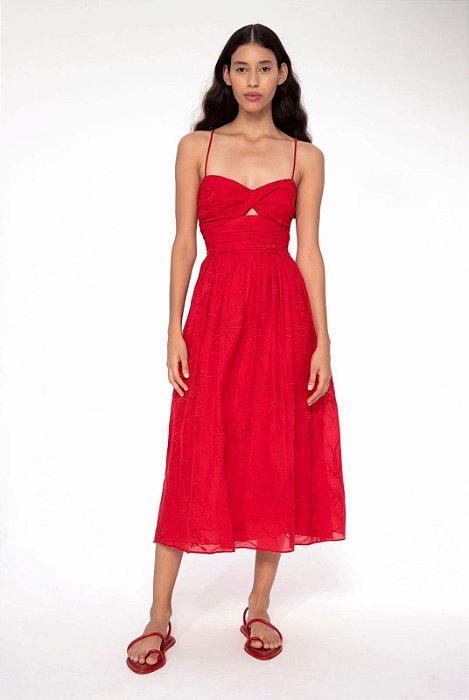 Vestido Cris Barros Vermelho Modelo Iracema