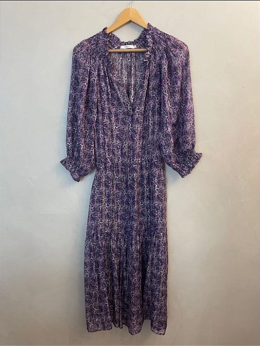 Vestido Ateen Roxo Florido de Seda