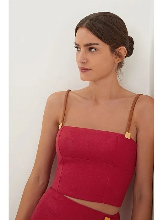 Cropped Vix Vermelho Cereja Modelo Top Aika