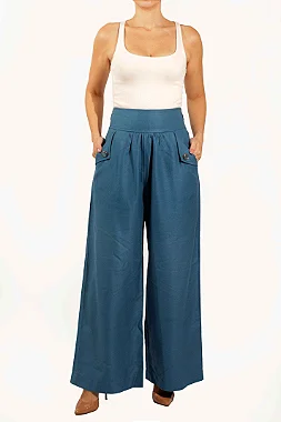Conjunto NV Calça + Top Azul Mediterrâneo Modelo Priscila