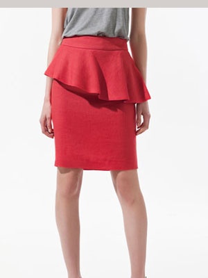 Saia Zara Vermelho - Rosa Modelo Lapis com Peplum
