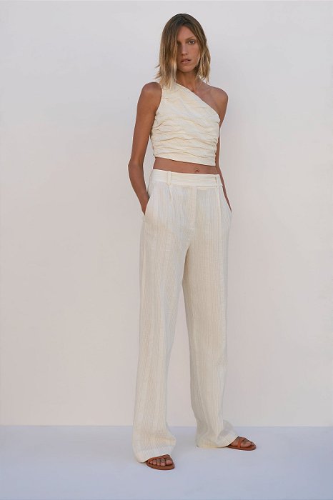 Calça Zara Offwhite - Bege Textura