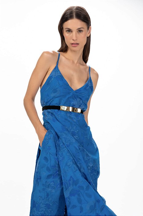 Blusa Cris Barros Azul Modelo Top Mya Jangada