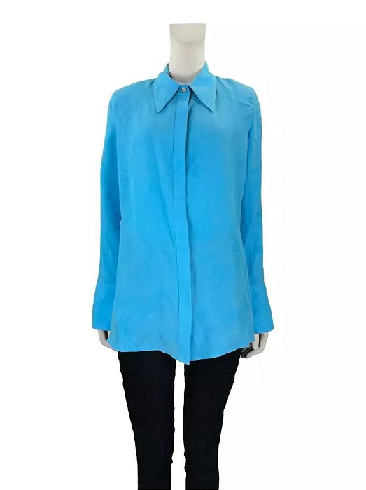 Camisa Mixed Azul Turquesa de Linho