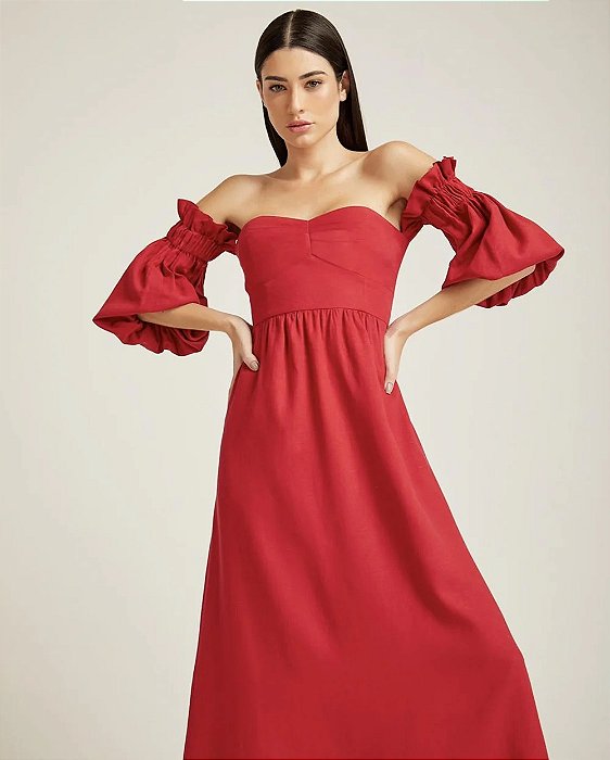 Vestido Iorane Vermelho de Linho