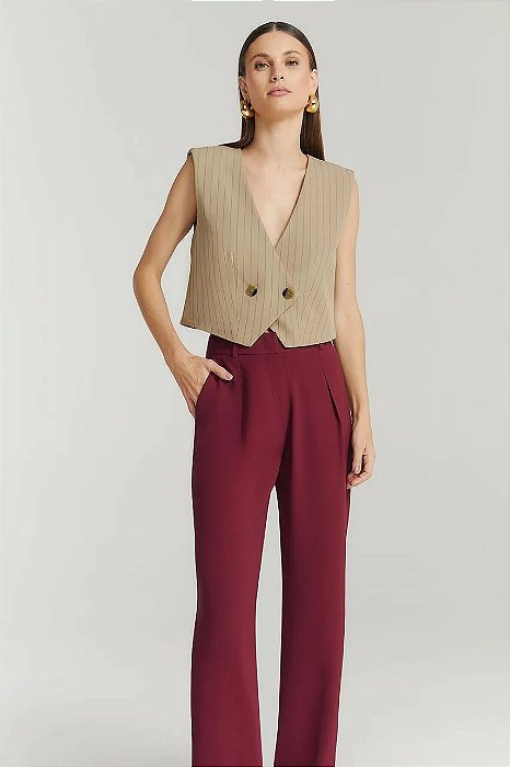 Calça NV Vermelho Ameixa Modelo Dinah