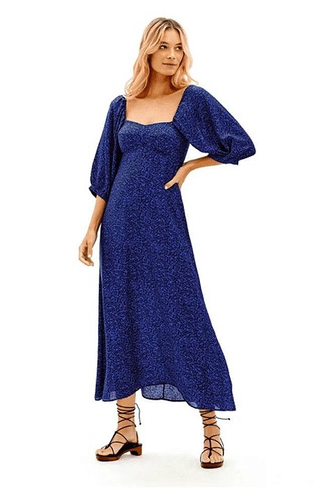 Vestido Vix Azul Estampado Modelo Diana
