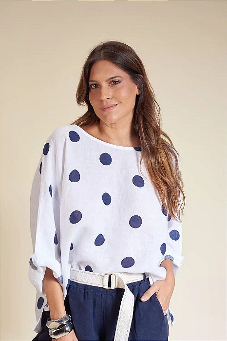Blusa Le Chic Branca Estampada Modelo Elza