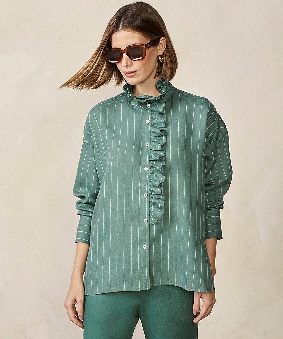 Camisa Souq Verde Modelo Cecilia