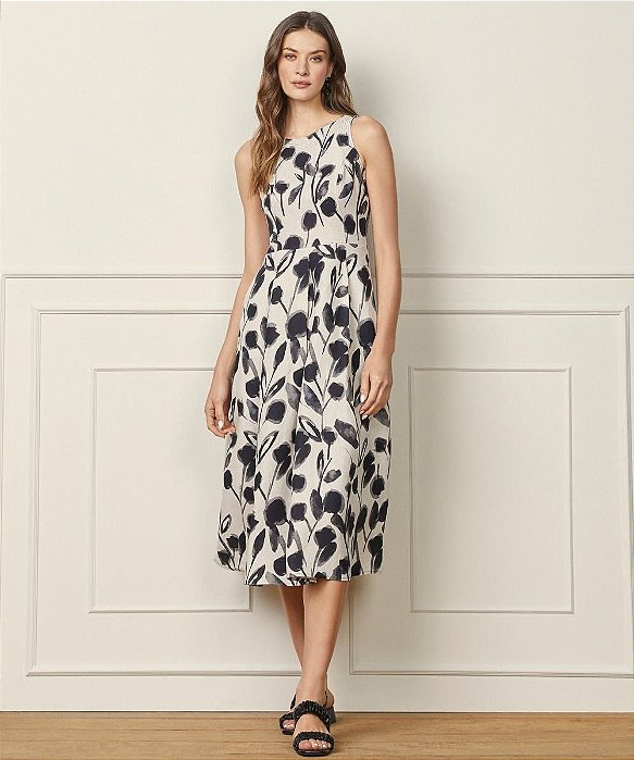Vestido Souq Bege Estampado Modelo Fabiana