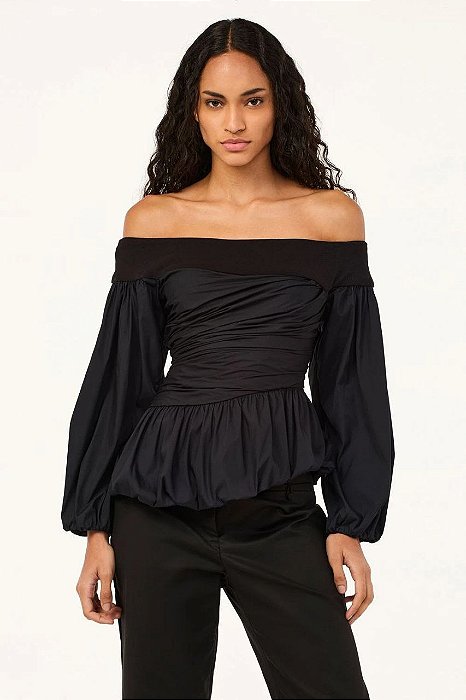 Blusa Cris Barros Preta Modelo Adele