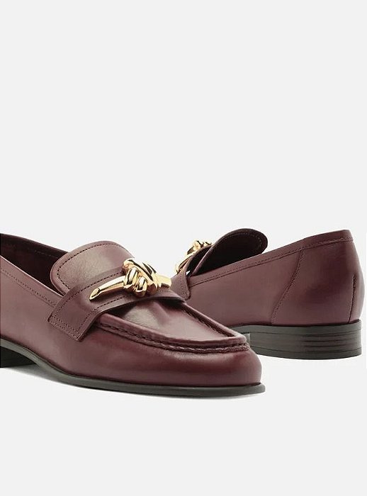 Mocassin Arezzo Vinho Fivela Dourada