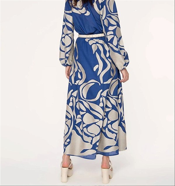 Saia Cris Barros Azul Estampada Modelo Cetos