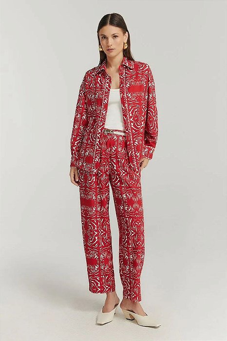 Calça NV Vermelha Modelo Saskia