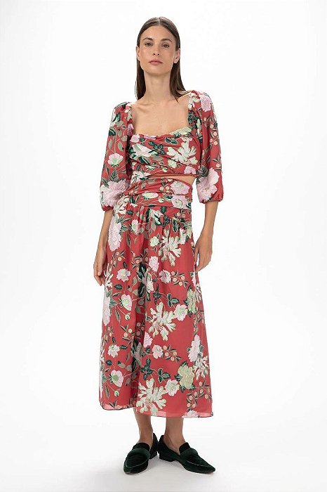 Vestido Midi Cris Barros Floral Modelo Nona