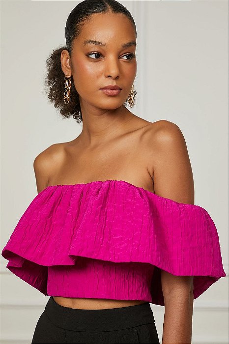 Blusa Animale Rosa Pink Ombro a Ombro
