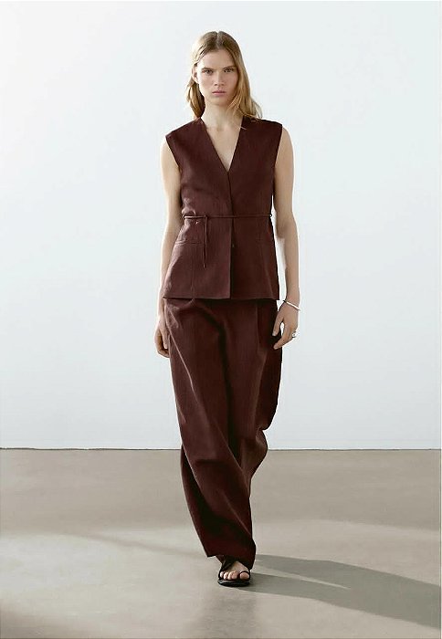 Calça Massimo Dutti Vinho Pantalona