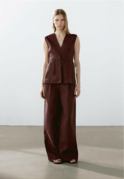 Conjunto Massimo Dutti Colete + Calça Vinho