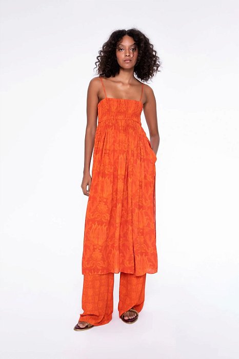 Túnica Cris Barros Laranja Modelo Top Zoe