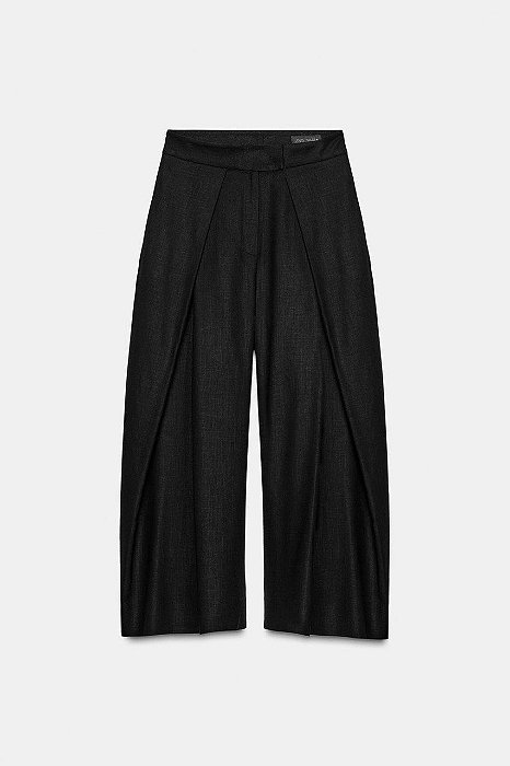 Calça Pantacourt Zara Preta de Linho