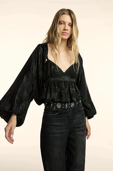 Blusa NV Preta de Manga Longa