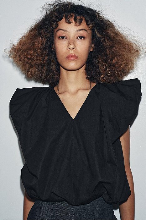 Blusa Zara Preta Bufante