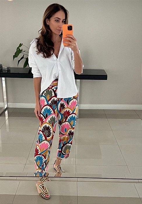 Calça Cris Barros Estampada Bordada