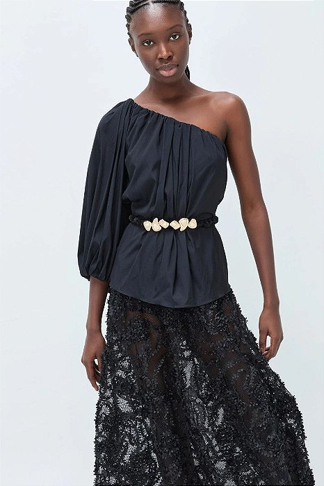 Blusa Cris Barros Preta Modelo Samoa