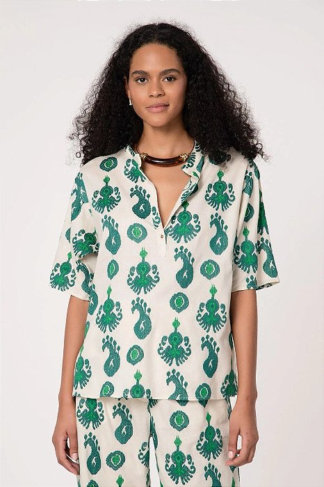 Blusa Cris Barros Offwhite Bordado