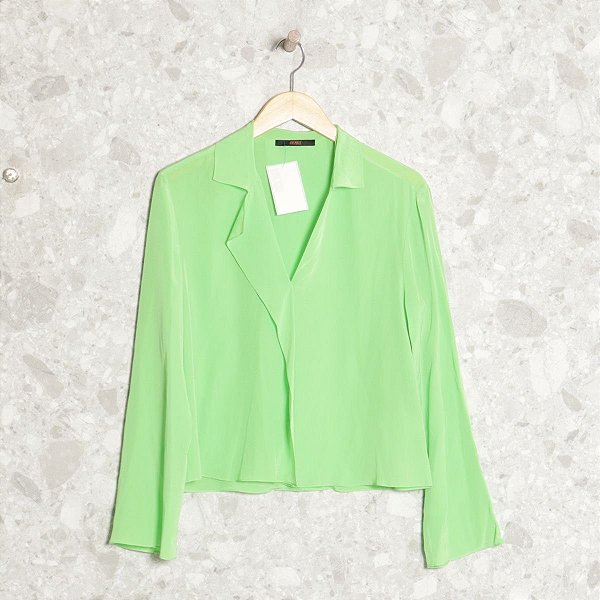 Blusa Animale Verde Em Seda