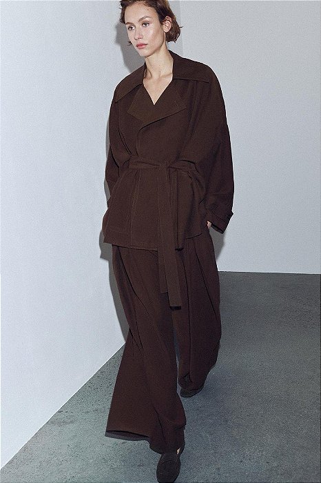 Calça Zara Marrom Pantalona