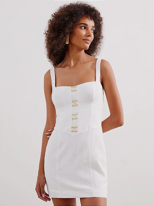 Vestido Vix Branco Curto Modelo Riza