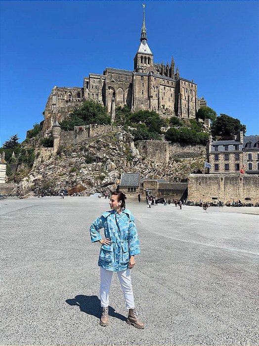 Casaco Mixed Azul Estampado Modelo Parka