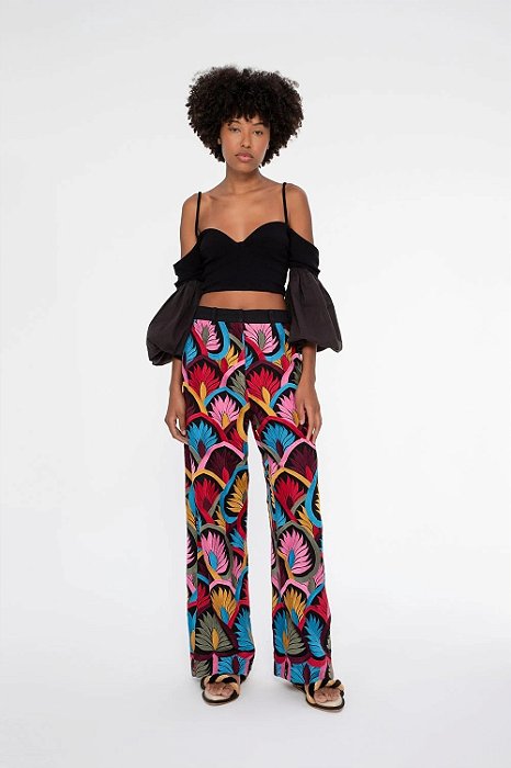 Calça Cris Barros Estampada Bordada