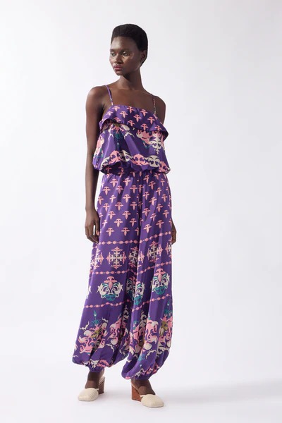 Conjunto Calça e Blusa Adriana Degreas Roxo Estampado