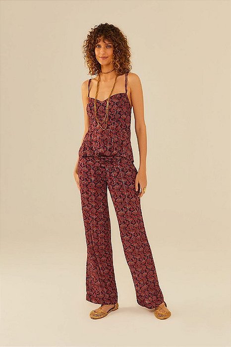 Conjunto Maria Filó Vinho Estampado Thai