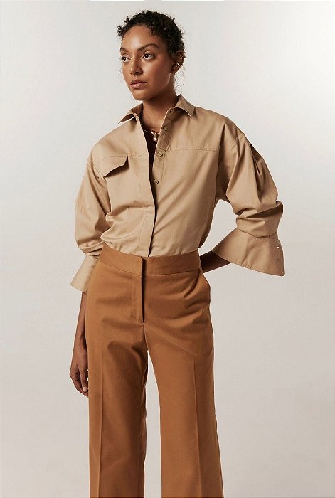 Camisa Andrea Marques Bege Com Bolso