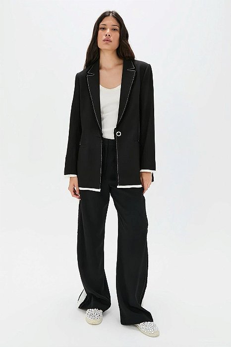Blazer Cris Barros Preto e Branco Modelo Espinosa