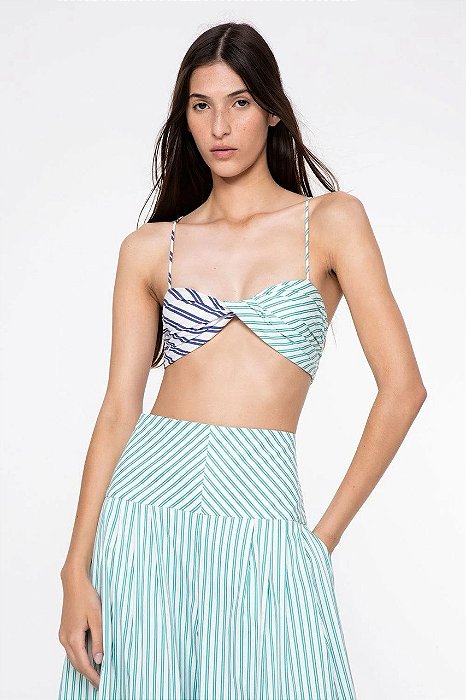 Conjunto Cris Barros Saia + Top Listrado