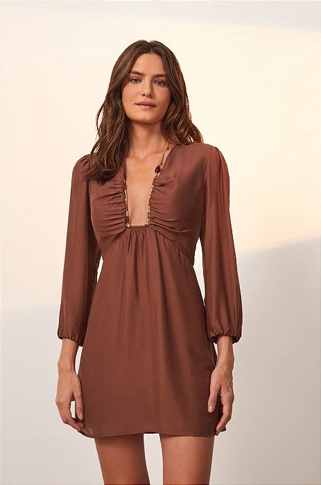 Vestido Vix Marrom Modelo Mel
