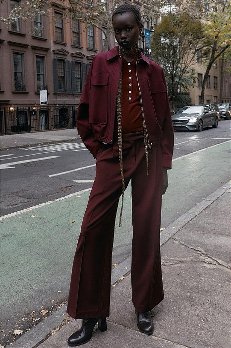 Calça Zara Vinho Modelo Pantalona