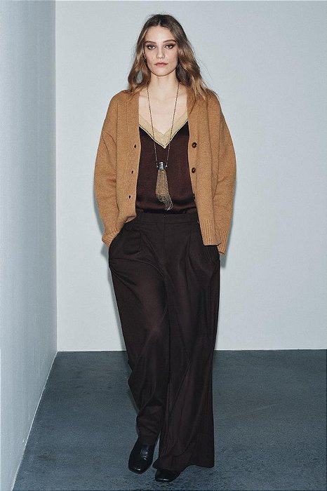 Calça Zara Marrom Modelo Pantalona