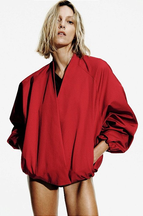 Casaco Zara Vermelho Modelo Bomber