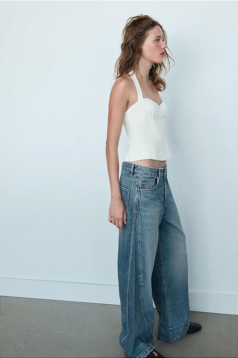 Calça Zara Jeans Claro Modelo Barrel