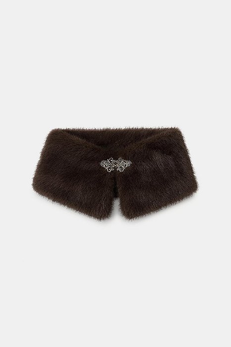 Gola Zara Marrom Modelo Faux Fur