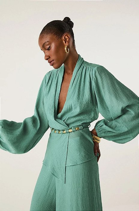 Blusa Vix Verde Harvest Modelo Gianna