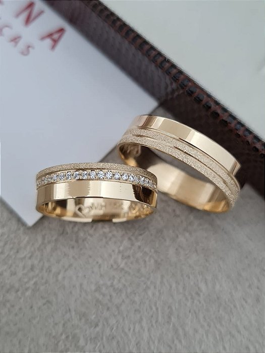 Par de Alianças Tóquio em Ouro18k - 5MM
