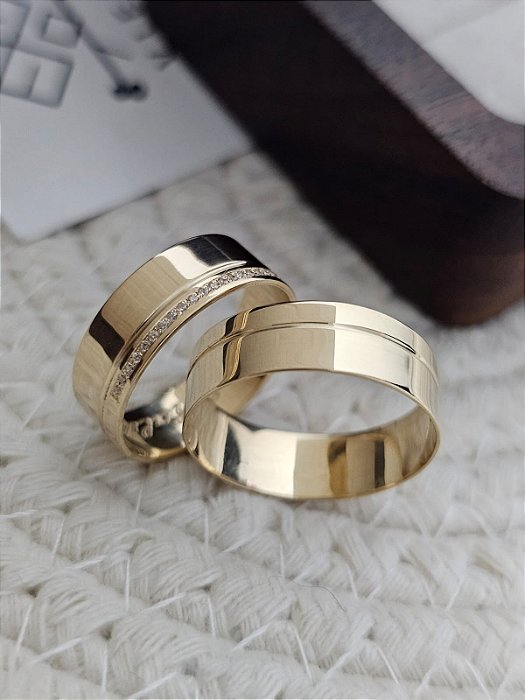 Par de Alianças Atlanta em Ouro18k - 6MM